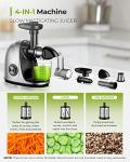 Jocuu Slow Masticating Juicer Machines with Soft Hard Modes Easy to Clean Quiet Motor & Reverse Function, Cold Press Juicer for Fruit & Vegetable, 90% Juice Yield, with Brush & Recipes (Grey)