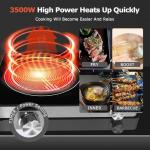 Portable Infrared Burner 3500W Electri Burner with 3 Hours Timer-Electric Hot Plate Touch Control Panel Adjustable Heating Power Glass Plate Electric Cooktop for Cooking (Black)