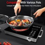 Portable Infrared Burner 3500W Electri Burner with 3 Hours Timer-Electric Hot Plate Touch Control Panel Adjustable Heating Power Glass Plate Electric Cooktop for Cooking (Black)