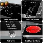 Portable Infrared Burner 3500W Electri Burner with 3 Hours Timer-Electric Hot Plate Touch Control Panel Adjustable Heating Power Glass Plate Electric Cooktop for Cooking (Black)