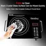 Portable Infrared Burner 3500W Electri Burner with 3 Hours Timer-Electric Hot Plate Touch Control Panel Adjustable Heating Power Glass Plate Electric Cooktop for Cooking (Black)