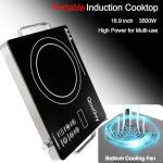 Portable Infrared Burner 3500W Electri Burner with 3 Hours Timer-Electric Hot Plate Touch Control Panel Adjustable Heating Power Glass Plate Electric Cooktop for Cooking (Black)