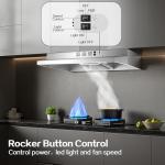 Zomagas Range Hood 36 inch Under Cabinet, Ducted/Ductless Kitchen Hood 280CFM, Stainless Steel Vent Hood with Rocker Button Control, Stove Hood with 2 Speeds Fan, Bright LED Light