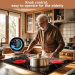 Karinear 4 Burner Electric Cooktop 30 Inch, Knob Control Built-in Electric Stove Top, 30" Radiant Ceramic Cooktop, 9 Power Level, Hot Warning, Expandable Burner, 220V 6700W, No Plug