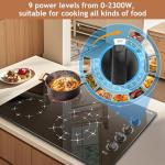 Karinear 4 Burner Electric Cooktop 30 Inch, Knob Control Built-in Electric Stove Top, 30" Radiant Ceramic Cooktop, 9 Power Level, Hot Warning, Expandable Burner, 220V 6700W, No Plug