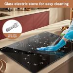 Karinear 4 Burner Electric Cooktop 30 Inch, Knob Control Built-in Electric Stove Top, 30" Radiant Ceramic Cooktop, 9 Power Level, Hot Warning, Expandable Burner, 220V 6700W, No Plug