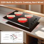 Karinear 4 Burner Electric Cooktop 30 Inch, Knob Control Built-in Electric Stove Top, 30" Radiant Ceramic Cooktop, 9 Power Level, Hot Warning, Expandable Burner, 220V 6700W, No Plug