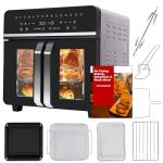 24Qt Large Air Fryer Toaster Oven Combo - French Double Door Airfryer, 15 Cooking Functions Touch Dual Zone Independent Control Electric Oven, Stainless Steel Air Fryers Oven 13 Accessories & Cookbook