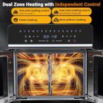 24Qt Large Air Fryer Toaster Oven Combo - French Double Door Airfryer, 15 Cooking Functions Touch Dual Zone Independent Control Electric Oven, Stainless Steel Air Fryers Oven 13 Accessories & Cookbook