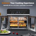 24Qt Large Air Fryer Toaster Oven Combo - French Double Door Airfryer, 15 Cooking Functions Touch Dual Zone Independent Control Electric Oven, Stainless Steel Air Fryers Oven 13 Accessories & Cookbook