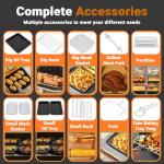 24Qt Large Air Fryer Toaster Oven Combo - French Double Door Airfryer, 15 Cooking Functions Touch Dual Zone Independent Control Electric Oven, Stainless Steel Air Fryers Oven 13 Accessories & Cookbook