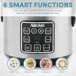 AROMA® 8-Cup (Cooked) / 2 Qt. Digital Rice & Grain Multicooker, Durable Nonstick Inner Pot, Oatmeal, Steam, White & Brown Rice, Keep Warm