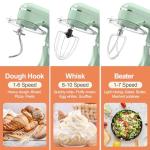 CEBORY 3-IN-1 Electric Stand Mixer, 6.5QT Bowl 660W 10-Speed Kitchen Mixer, Household Food Mixers include Dough Hook, Beater and Whisk, Bread Cake Mixer for Baking and Most Home Cooks, Agave Green