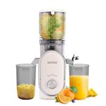 SUSTEAS Cold Press Juicer, 5.3" Feed Chute Slow Masticating Machines with 300W, Fit Whole Fruits & Vegetables, Easy to Clean, High Juice Yield, White