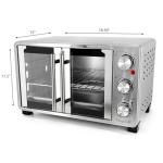 MegaChef 26.4 Quart French Door Multi-Function Stainless Steel Electric Toaster Oven with Temperature & Timer Control and Broil, Bake & Toast Functions