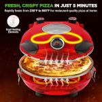 NutriChef Electric Pizza Oven | 12 Inch Countertop Pizza Maker with Temperature Control & Thermometer | Viewing Window for Precise Cooking | Heats up to 800F | Easy to Clean Non-Stick Stone | Red