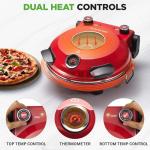 NutriChef Electric Pizza Oven | 12 Inch Countertop Pizza Maker with Temperature Control & Thermometer | Viewing Window for Precise Cooking | Heats up to 800F | Easy to Clean Non-Stick Stone | Red