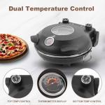 Pizza Maker Electric, 4-Min-Pizza in 1200W Pizza Oven, 31cm Refractory Stone Plate, Max 420℃ Pizza Maker with 5 Cooking Levels, inkl. Pizza Peels & Scraper & Recipe, Black (black)