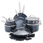 GreenPan 16 Piece Valencia Pro Ceramic Nonstick Cookware Set, PFAS-Free, Induction Ready, Hard Anodized Pots & Pans with Lids, Compatible on All Cooktops, Dishwasher & Oven Safe, Gray