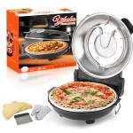 YIBAKE 12" Electric Pizza Oven - Countertop Pizza Maker with Ceramic Stone, Heats up to 800°F, Portable Indoor Pizza Oven for Homemade Pizzas, Grey