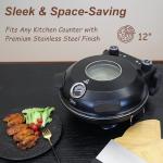 YIBAKE 12" Electric Pizza Oven - Countertop Pizza Maker with Ceramic Stone, Heats up to 800°F, Portable Indoor Pizza Oven for Homemade Pizzas, Grey