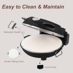 YIBAKE 12" Electric Pizza Oven - Countertop Pizza Maker with Ceramic Stone, Heats up to 800°F, Portable Indoor Pizza Oven for Homemade Pizzas, Grey