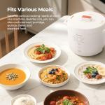 Narcissus 3.5-Cup Rice Cooker for 1-3 People, Multifunctional for Rice, Oatmeal, Quinoa - Slow Cook, Steam, Cook Rice & Steam Dish Together, White