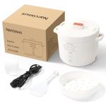 Narcissus 3.5-Cup Rice Cooker for 1-3 People, Multifunctional for Rice, Oatmeal, Quinoa - Slow Cook, Steam, Cook Rice & Steam Dish Together, White