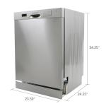 West Bend WB120BDWVSS Dishwasher 24-Inch Built in with 3 Wash Options and Automatic Cycles, Stainless Steel Construction with Electronic Control LED Display, Low Noise Rating, 57 dBA, Metallic