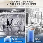BLITZHOME Countertop Portable Mini Dishwasher, 9 Programs,167℉ High-Temp, Hot Air Drying, Air Refresh, 360° 3 Spray, 24H Timing, LED Light, 5.2L Built-in Water Tank for Apartments RVs