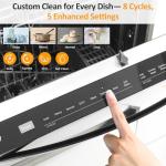 SUNVIVIPRO 24" Built-in Dishwasher, Stainless Steel Dishwasher Machine with Adjustable Racks, 14–16 Place Settings Large Capacity Dish Washer, 8 Wash Programs, Energy Star Certified, Sliver