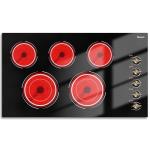 Disaenvir Electric Cooktop 36 Inch - 5 Burner Electric Stove Top with 8400W, 36 Inches Built-in Ceramic Stove with Two Dual Rings, Overheat Indicator, Knob Control, 220V - 240V Hard Wired (No Plug)