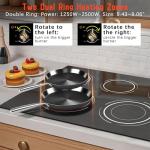 Disaenvir Electric Cooktop 36 Inch - 5 Burner Electric Stove Top with 8400W, 36 Inches Built-in Ceramic Stove with Two Dual Rings, Overheat Indicator, Knob Control, 220V - 240V Hard Wired (No Plug)