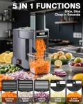 WantJoin 5-in-1 Electric Food Processor & Vegetable Chopper - Multifunctional Commercial Dicer with Stainless Steel Blades for Slicing (2.5mm), Dicing (6/8/12mm), Chopping (2.5mm), Shredding