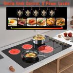 Disaenvir Electric Cooktop 36 Inch - 5 Burner Electric Stove Top with 8400W, 36 Inches Built-in Ceramic Stove with Two Dual Rings, Overheat Indicator, Knob Control, 220V - 240V Hard Wired (No Plug)