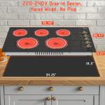 Disaenvir Electric Cooktop 36 Inch - 5 Burner Electric Stove Top with 8400W, 36 Inches Built-in Ceramic Stove with Two Dual Rings, Overheat Indicator, Knob Control, 220V - 240V Hard Wired (No Plug)
