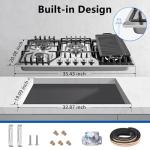 36 inch Gas Cooktop with Grill/Griddle, Gas Stove Top with 5 Italy Sabaf Sealed Burners, Max 48,300 BTU Built-in Gas Stove, 304 Stainless Steel Propane Cooktop, NG/LPG Convertible, CSA Certified