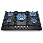 Gas Cooktop 30 Inch, Amzgachfktch 5 Burners Gas Stove, Built-in NG/LPG Convertible Gas Stove Top, Black Tempered Glass Propane Cooktop with Thermocouple Protection