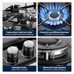 Gas Cooktop 30 Inch, Amzgachfktch 5 Burners Gas Stove, Built-in NG/LPG Convertible Gas Stove Top, Black Tempered Glass Propane Cooktop with Thermocouple Protection