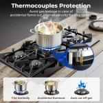 Gas Cooktop 30 Inch, Amzgachfktch 5 Burners Gas Stove, Built-in NG/LPG Convertible Gas Stove Top, Black Tempered Glass Propane Cooktop with Thermocouple Protection