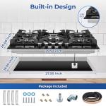 Gas Cooktop 30 Inch, Amzgachfktch 5 Burners Gas Stove, Built-in NG/LPG Convertible Gas Stove Top, Black Tempered Glass Propane Cooktop with Thermocouple Protection