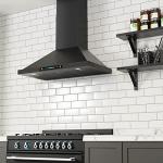 IKTCH 30 inch Black Wall Mount Range Hood, 900 CFM Ducted/Ductless Stainless Steel Vent Hood with Gesture Sensing & Touch Control Switch Panel, 2 Pcs Adjustable Lights(IKP02-30-BSS)