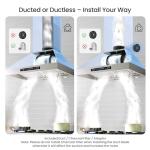 IKTCH 30 inch Black Wall Mount Range Hood, 900 CFM Ducted/Ductless Stainless Steel Vent Hood with Gesture Sensing & Touch Control Switch Panel, 2 Pcs Adjustable Lights(IKP02-30-BSS)