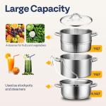 VIVOHOME Stainless Steel Steam Jucier Extractor Fruit Vegetables Juicer Steamer Pot 11 Qt with Tempered Glass Lid, 2 Hose, Clamp, Loop Handles