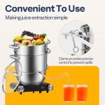 VIVOHOME Stainless Steel Steam Jucier Extractor Fruit Vegetables Juicer Steamer Pot 11 Qt with Tempered Glass Lid, 2 Hose, Clamp, Loop Handles