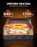 Upgraded indoor Pizza Oven 12 Inch Electric Countertop Pizza Oven with 6 Mode Heats up to 840°F Pizza Maker Pizza Cooker for Home Kitchen, Restaurants, Parties - Stainless Steel