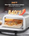 Upgraded indoor Pizza Oven 12 Inch Electric Countertop Pizza Oven with 6 Mode Heats up to 840°F Pizza Maker Pizza Cooker for Home Kitchen, Restaurants, Parties - Stainless Steel