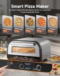Upgraded indoor Pizza Oven 12 Inch Electric Countertop Pizza Oven with 6 Mode Heats up to 840°F Pizza Maker Pizza Cooker for Home Kitchen, Restaurants, Parties - Stainless Steel