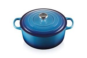 Le Creuset Signature Enamelled Cast Iron Round Casserole Dish With Lid, 28 cm, 6.7 Litre, Azure, 21177182202430