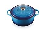 Le Creuset Signature Enamelled Cast Iron Round Casserole Dish With Lid, 28 cm, 6.7 Litre, Azure, 21177182202430